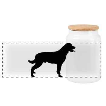 Dog - Panoramic Cookie Jar with Wooden Lid - white - Front