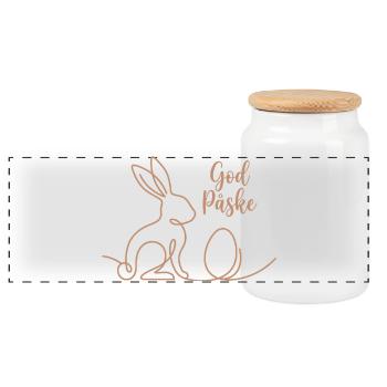 God Påske, Süßes Hasen Oster Shirt, Tasche, Hoodie - Panorama Keksdose mit Holzdeckel - Weiß - Vorne