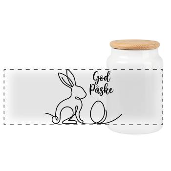 God Påske, Süßes Hasen Oster Shirt, Tasche, Hoodie - Panorama Keksdose mit Holzdeckel - Weiß - Vorne