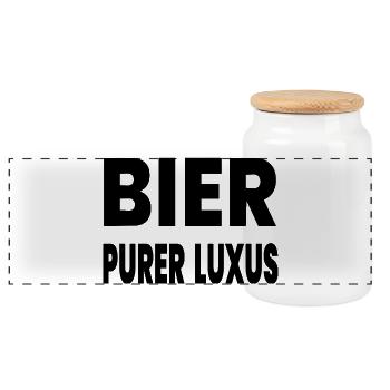 Bier - Panorama Keksdose mit Holzdeckel - Weiß - Vorne