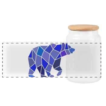 Geometrischer Bär aus Mosaik - Panorama Keksdose mit Holzdeckel - Weiß - Vorne