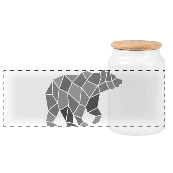 Geometrischer Bär aus Mosaik Fragmenten - Panorama Keksdose mit Holzdeckel - Weiß - Vorne