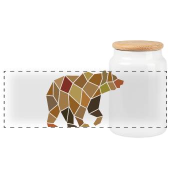 Geometrischer Bär aus Mosaik Polygon - Panorama Keksdose mit Holzdeckel - Weiß - Vorne