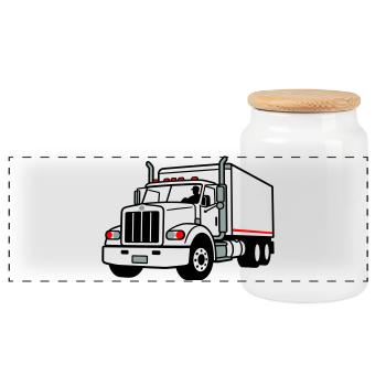 camion - Boîte à biscuits avec couvercle en bois - blanc - Devant