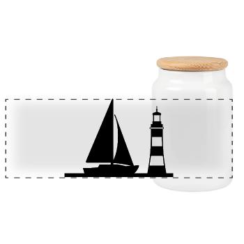 Voile - Boîte à biscuits avec couvercle en bois - blanc - Devant
