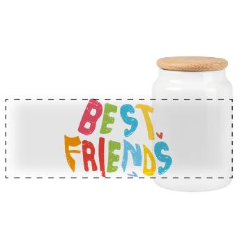 Best friends - Panoramic Cookie Jar with Wooden Lid - white - Front