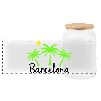 Barcelone - Boîte à biscuits avec couvercle en bois - blanc - Devant