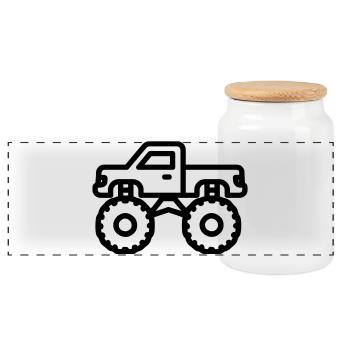 Monstertruck - Panorama Keksdose mit Holzdeckel - Weiß - Vorne