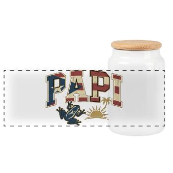Papi Drapeau de Porto Rico - Boîte à biscuits avec couvercle en bois - blanc - Devant