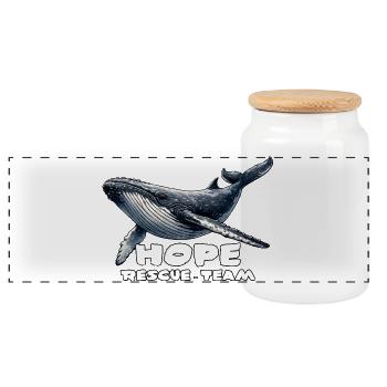 Hope Rescue Team Whale Baltic Sea - Panoramic Cookie Jar with Wooden Lid - white - Front
