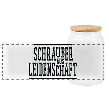 Schrauber Spruch  - Panorama Keksdose mit Holzdeckel - Weiß - Vorne