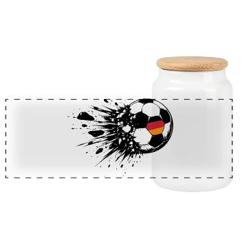 Football Germany Flag Ball Design - Panoramic Cookie Jar with Wooden Lid - white - Front