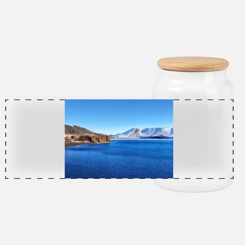 Arktische Traumberge - Panorama Keksdose mit Holzdeckel - Weiß