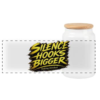 Silence Hooks – Bigger Angel-Mindset-Design - Panorama Keksdose mit Holzdeckel - Weiß - Vorne