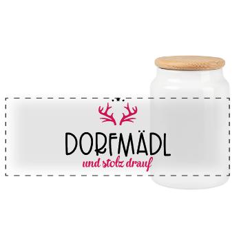 Dorfmädl - Boîte à biscuits avec couvercle en bois - blanc - Devant