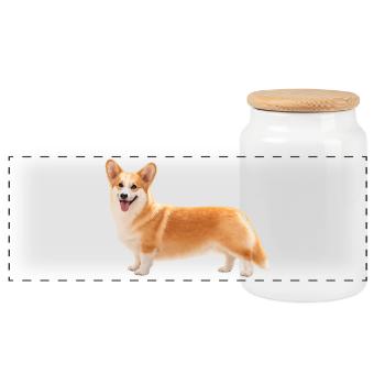 Corgi Pembroke - Boîte à biscuits avec couvercle en bois - blanc - Devant