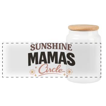 Sunshine Mom's Circle Mom Friendship Love - Panoramic Cookie Jar with Wooden Lid - white - Front