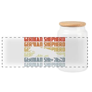 Silhouette Berger allemand Rétro - Boîte à biscuits avec couvercle en bois - blanc - Devant