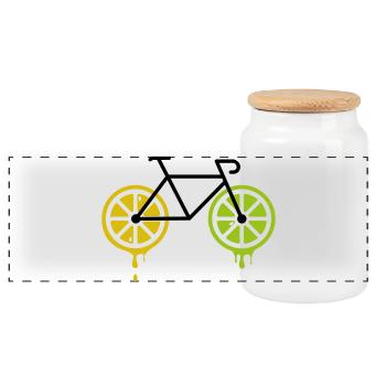 bike lemon - Panorama Keksdose mit Holzdeckel - Weiß - Vorne