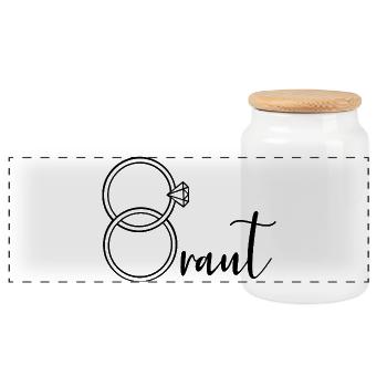 Wedding Bridal Rings - Panoramic Cookie Jar with Wooden Lid - white - Front