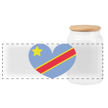 Kongo-Herzflagge - Panorama Keksdose mit Holzdeckel - Weiß - Vorne