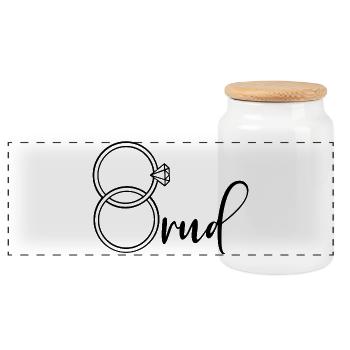 Bridal Engagement Rings Wedding - Panoramic Cookie Jar with Wooden Lid - white - Front
