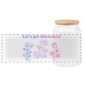 Neon Mushroom Gradient Botanical T-Shirt - Panoramic Cookie Jar with Wooden Lid - white - Front