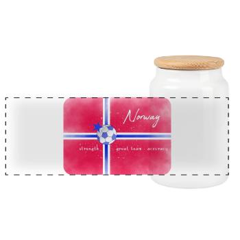 Norway flag with football jersey international matches - Panoramic Cookie Jar with Wooden Lid - white - Front