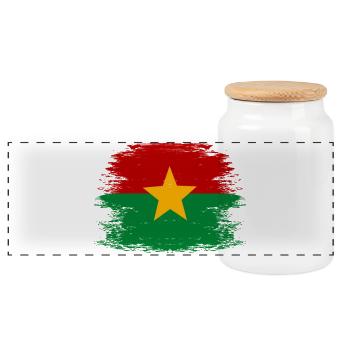 Burkina_Faso_Flagge_used - Boîte à biscuits avec couvercle en bois - blanc - Devant