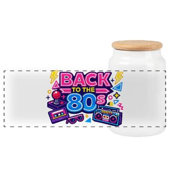 Zurück in die 80er Neon - Panorama Keksdose mit Holzdeckel - Weiß - Vorne