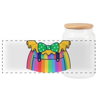 Déguisement de clown coloré Carnaval Carnaval - Boîte à biscuits avec couvercle en bois - blanc - Devant