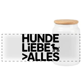 Hunde Liebe Alles Motiv - Panorama Keksdose mit Holzdeckel - Weiß - Vorne