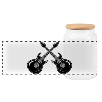 Electric Guitar - Panoramic Cookie Jar with Wooden Lid - white - Front