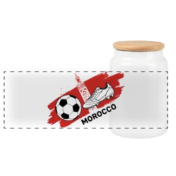 Maroc Football Maillot Supporter Marocain Morocco - Boîte à biscuits avec couvercle en bois - blanc - Devant