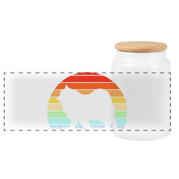 Samojede Hund Samoyed - Panorama Keksdose mit Holzdeckel - Weiß - Vorne