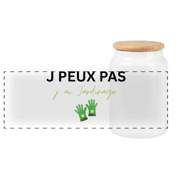 J peux pas j ai Jardinage - Boîte à biscuits avec couvercle en bois - blanc - Devant
