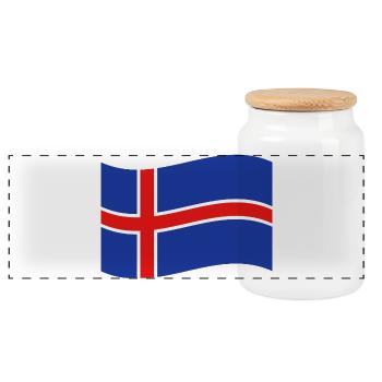 Isländische Flagge - Panorama Keksdose mit Holzdeckel - Weiß - Vorne