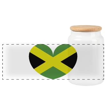 Jamaikanische Flagge in Form eines Herzens - Panorama Keksdose mit Holzdeckel - Weiß - Vorne