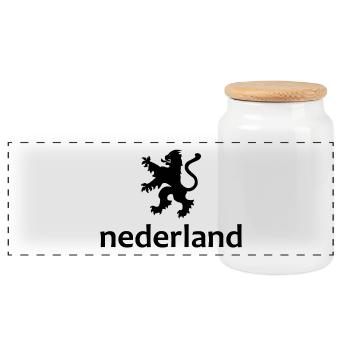 Niederlande - Nederland - Netherlands - Lion Löwe - Panorama Keksdose mit Holzdeckel - Weiß - Vorne