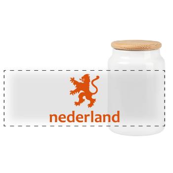 Niederlande - Nederland - Netherlands - Lion Löwe - Panorama Keksdose mit Holzdeckel - Weiß - Vorne