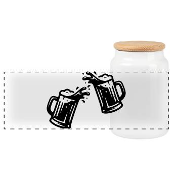 Beer toasting wheat beer - Panoramic Cookie Jar with Wooden Lid - white - Front