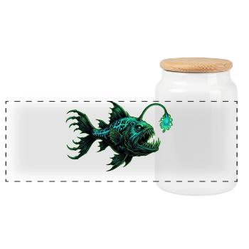 Apportez votre propre lumière – Poisson-grenouille des profondeurs - Boîte à biscuits avec couvercle en bois - blanc - Devant