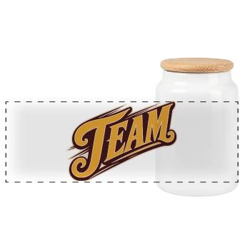 Team - Panorama Keksdose mit Holzdeckel - Weiß - Vorne