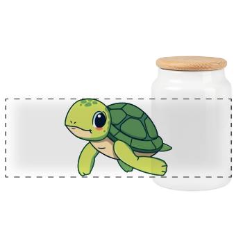 Tortue Tortue Cadeau - Boîte à biscuits avec couvercle en bois - blanc - Devant