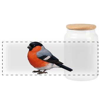 Oiseau Bullfinch - Boîte à biscuits avec couvercle en bois - blanc - Devant