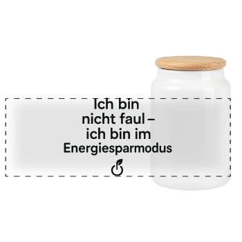 Ich bin im Energiesparmodus - Panorama Keksdose mit Holzdeckel - Weiß - Vorne