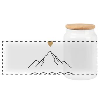 Mountain Love - Panoramic Cookie Jar with Wooden Lid - white - Front