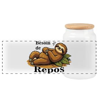 Paresseux Détendu Sur Feuilles - Boîte à biscuits avec couvercle en bois - blanc - Devant