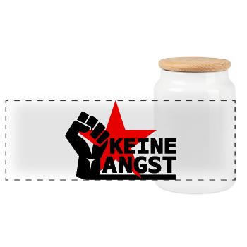 Widerstand - Keine Angst - Panorama Keksdose mit Holzdeckel - Weiß - Vorne