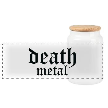 death metal logo - Panoramic Cookie Jar with Wooden Lid - white - Front